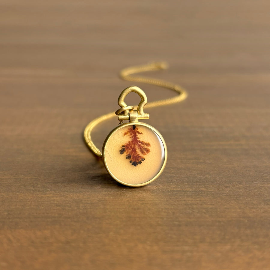 Round Tree Sprout Dendritic Agate Pendant