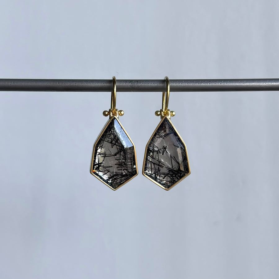 Geometric Tourmalated Quartz Earrings