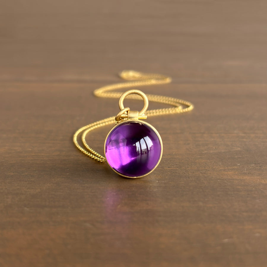 Round Brazilian Amethyst Cabochon Pendant