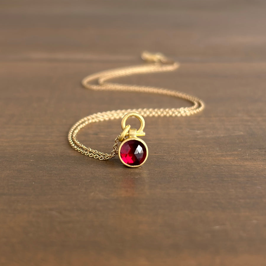 Petite Round Rose Cut Brazilian Rubellite Pendant