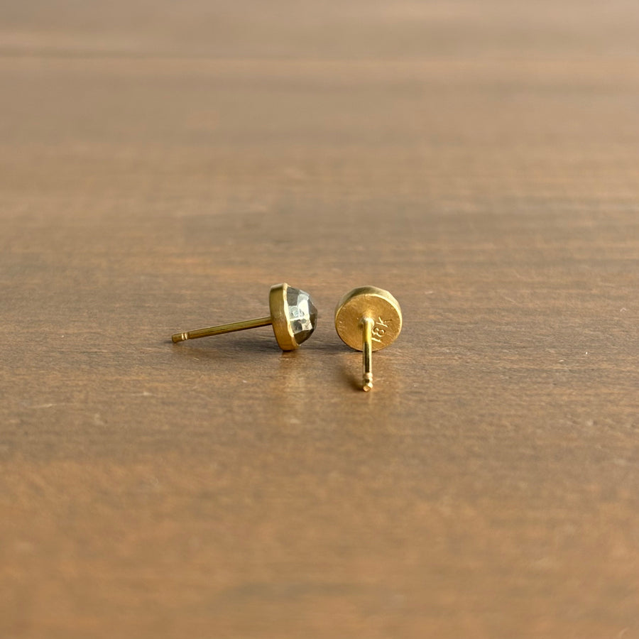 Round Faceted Pyrite Stud Earrings