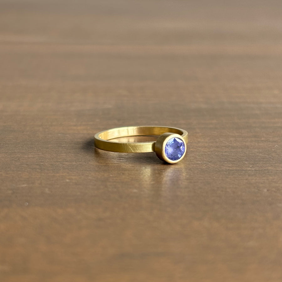 Round Faceted Tanzanite Stacking Ring