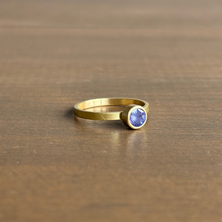 Round Faceted Tanzanite Stacking Ring