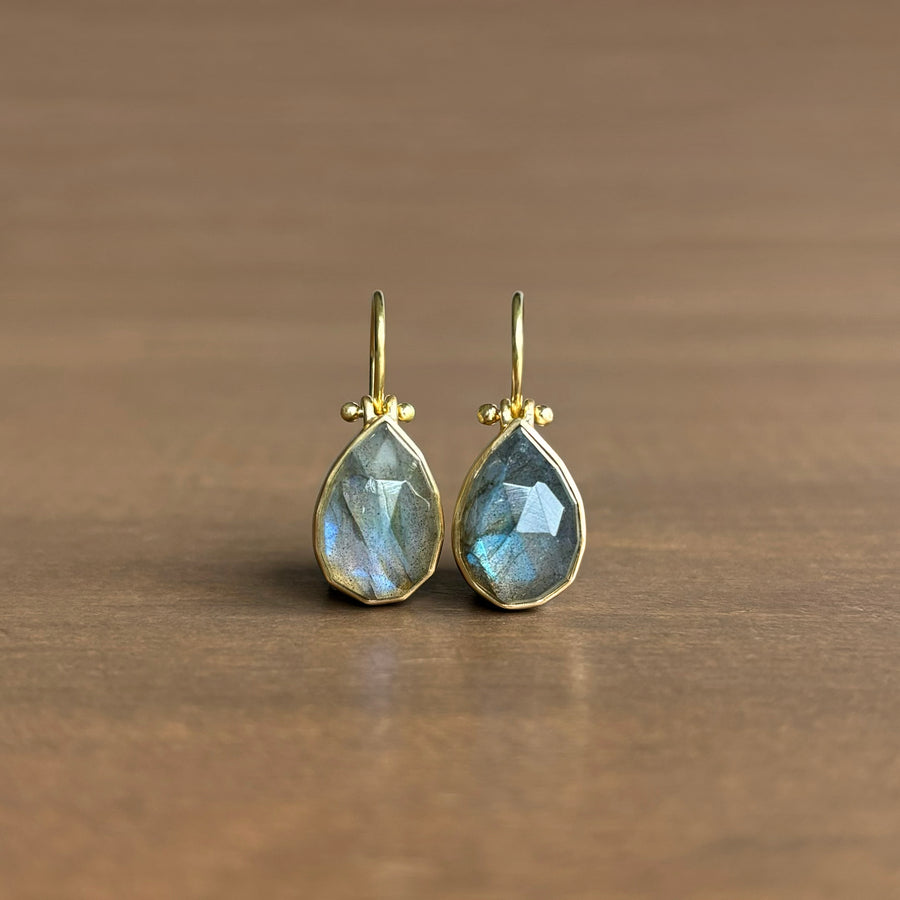 Rose Cut Labradorite Drop Earrings