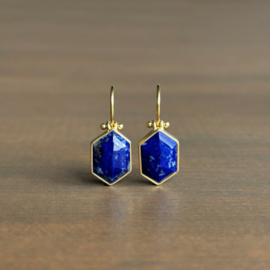 Afghanistan Lapis Hexagon Earrings