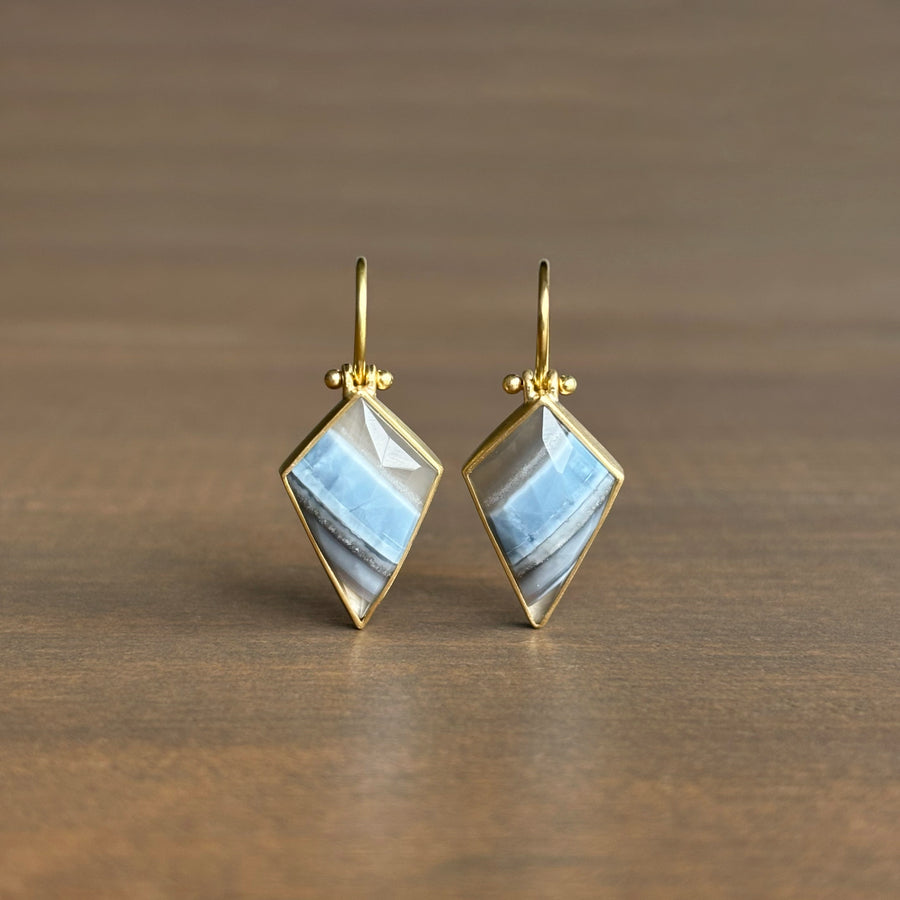 Striped Blue Opal Kite Earrings