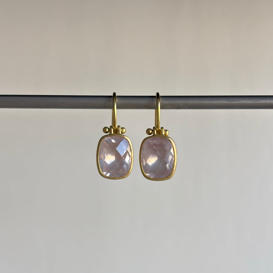 Rose Cut Rose Quartz Earrings