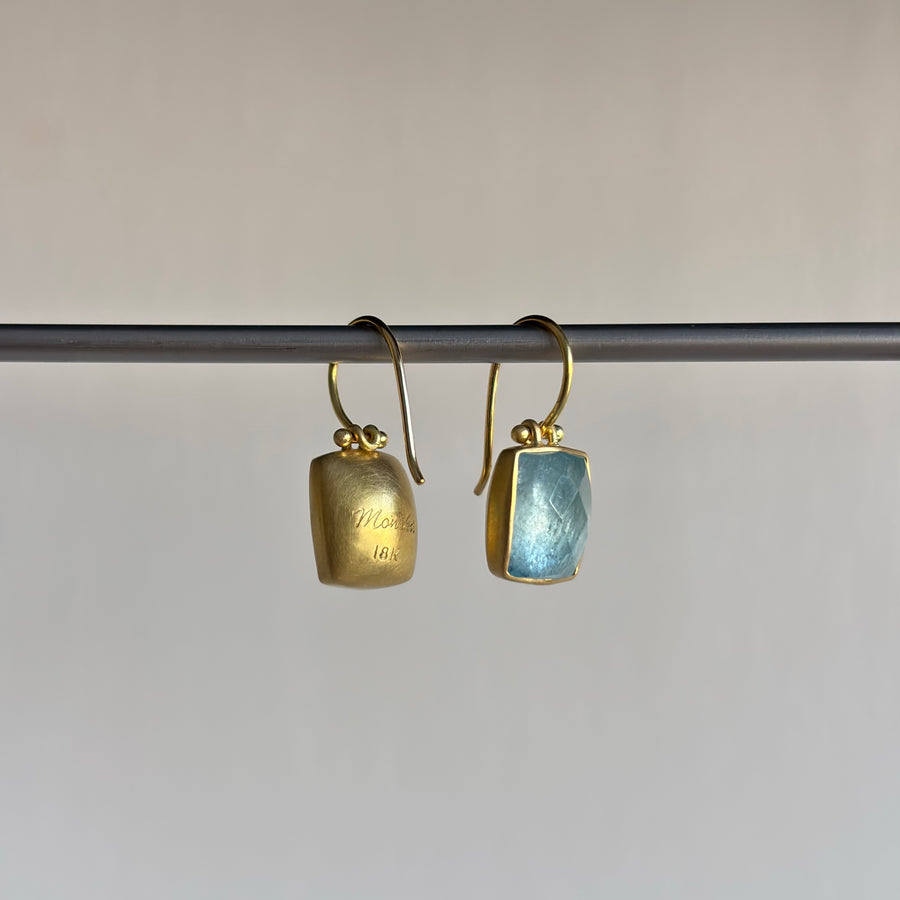 Checker Cut Brazilian Aquamarine Earrings