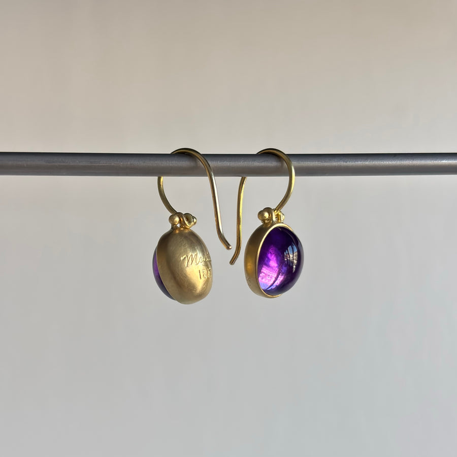 Oval Brazilian Amethyst Cabochon Earrings