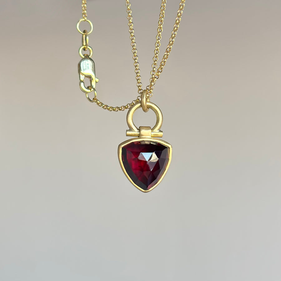 Rose Cut Garnet Triangle Pendant