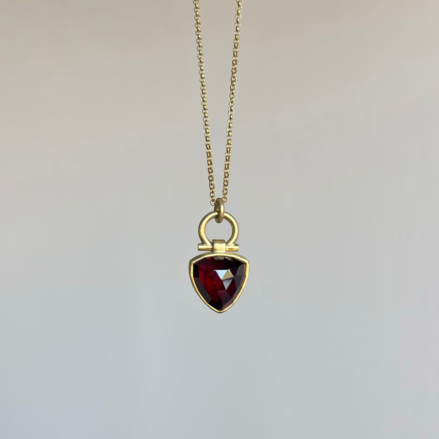 Rose Cut Garnet Triangle Pendant