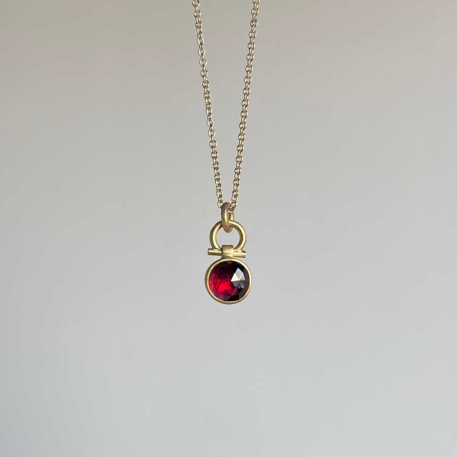 Petite Round Rose Cut Brazilian Rubellite Pendant