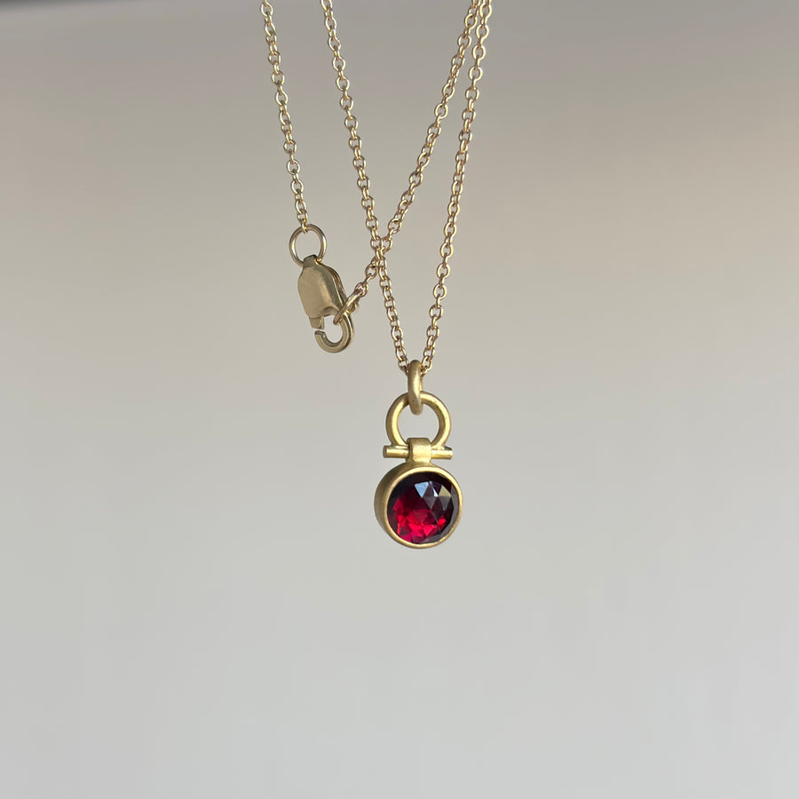 Petite Round Rose Cut Brazilian Rubellite Pendant