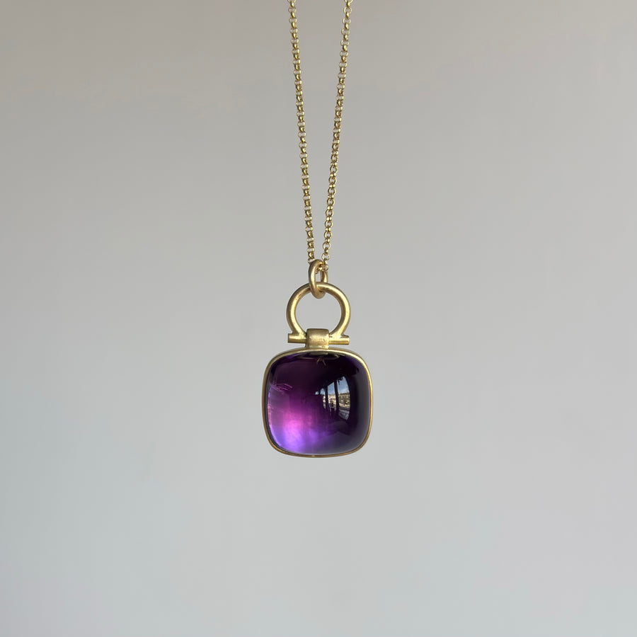 Square Brazilian Amethyst Cushion Pendant