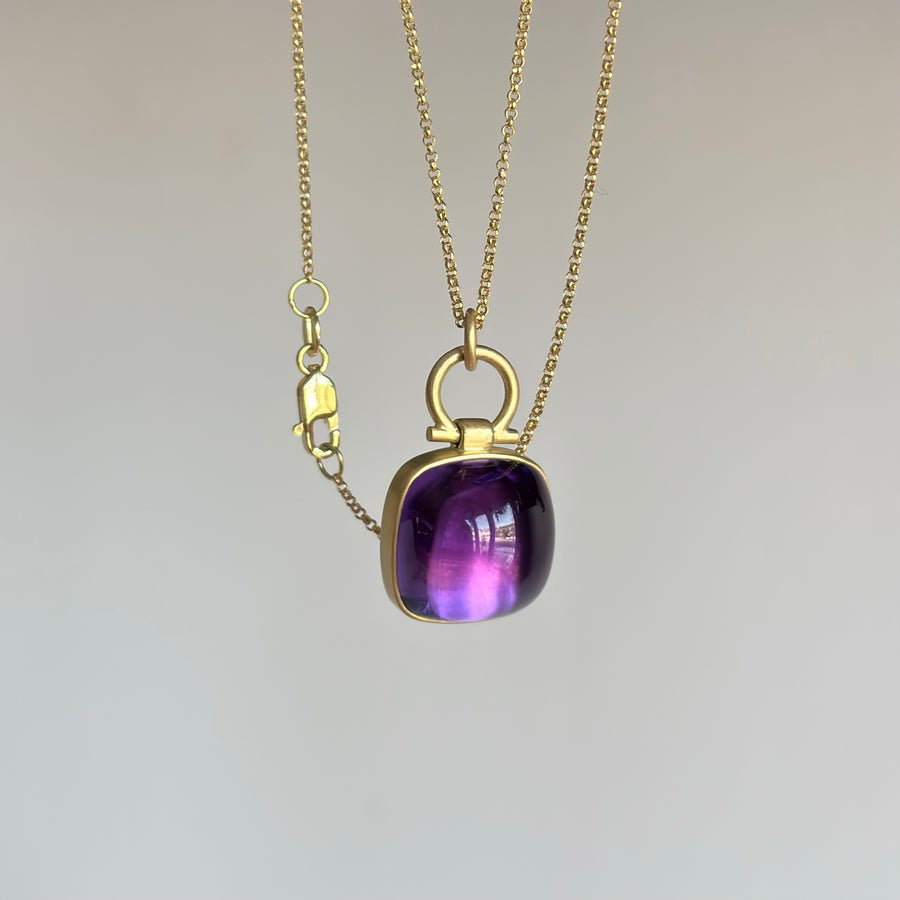 Square Brazilian Amethyst Cushion Pendant