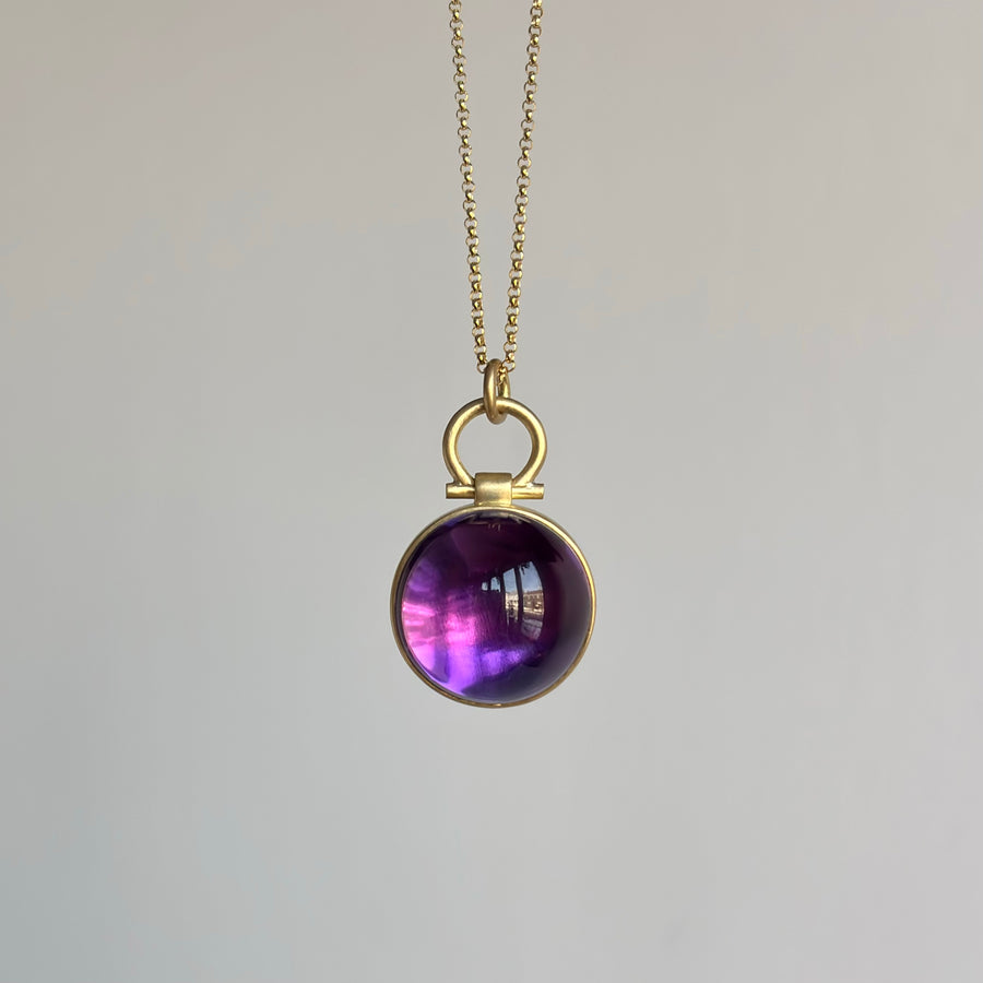 Round Brazilian Amethyst Cabochon Pendant