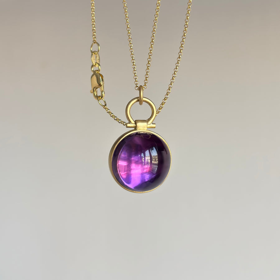 Round Brazilian Amethyst Cabochon Pendant