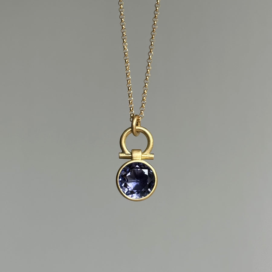 Faceted Round Purple Iolite Pendant