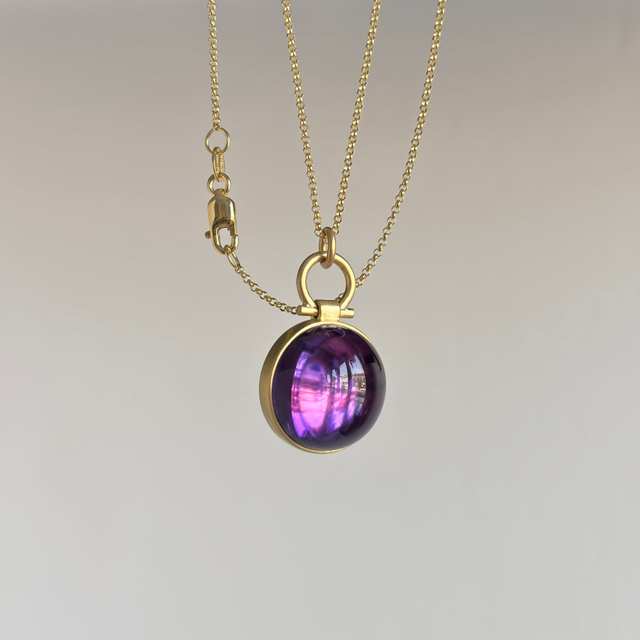 Round Brazilian Amethyst Cabochon Pendant