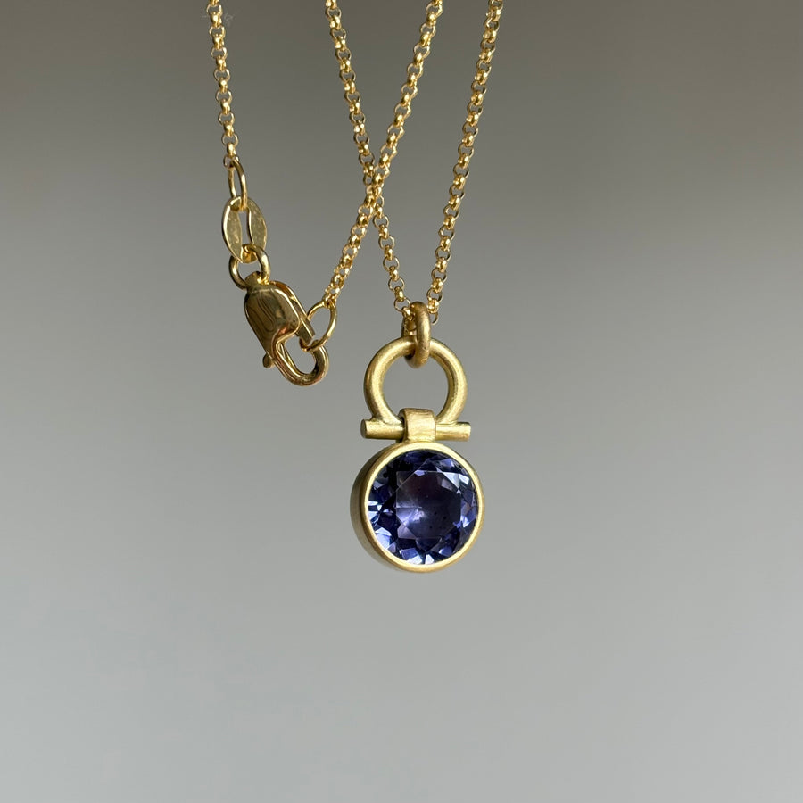 Faceted Round Purple Iolite Pendant