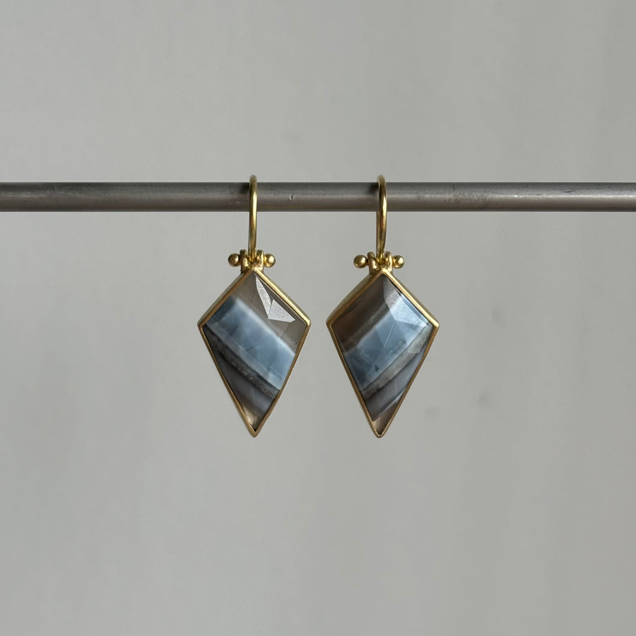 Striped Blue Opal Kite Earrings