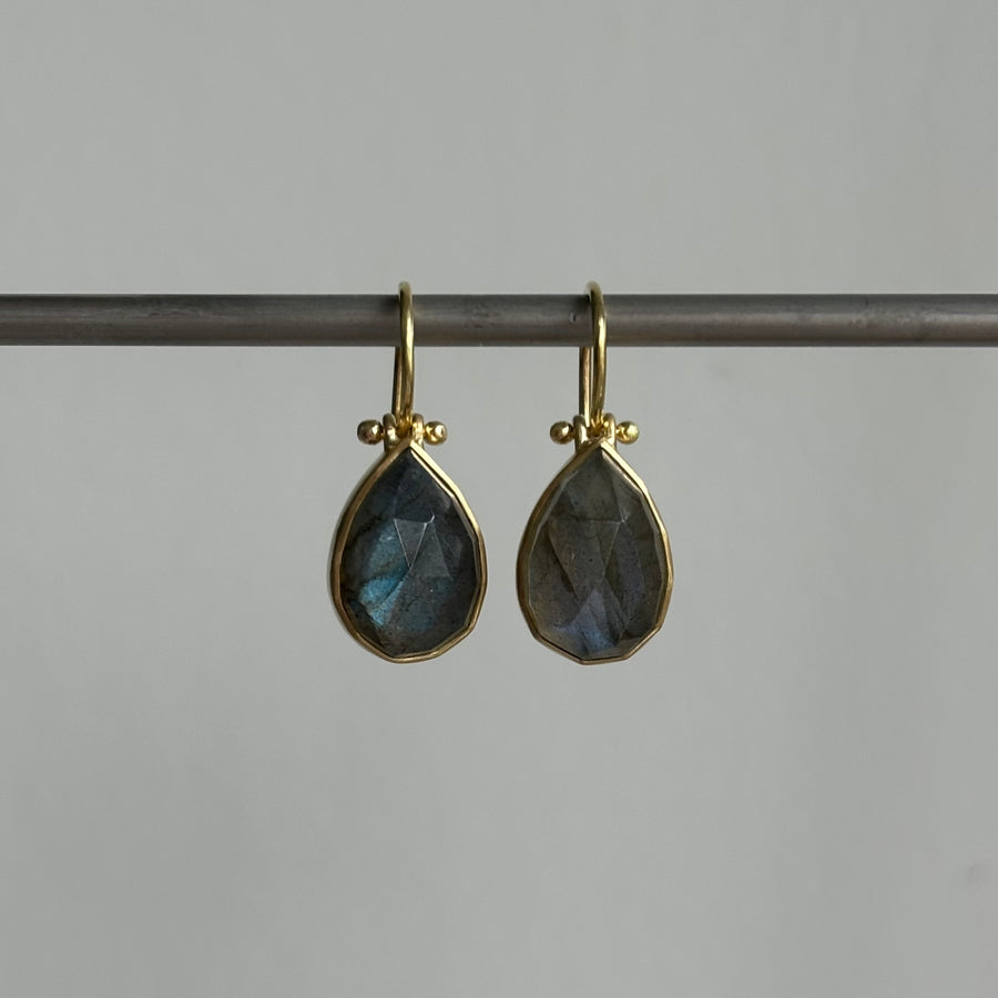 Rose Cut Labradorite Drop Earrings