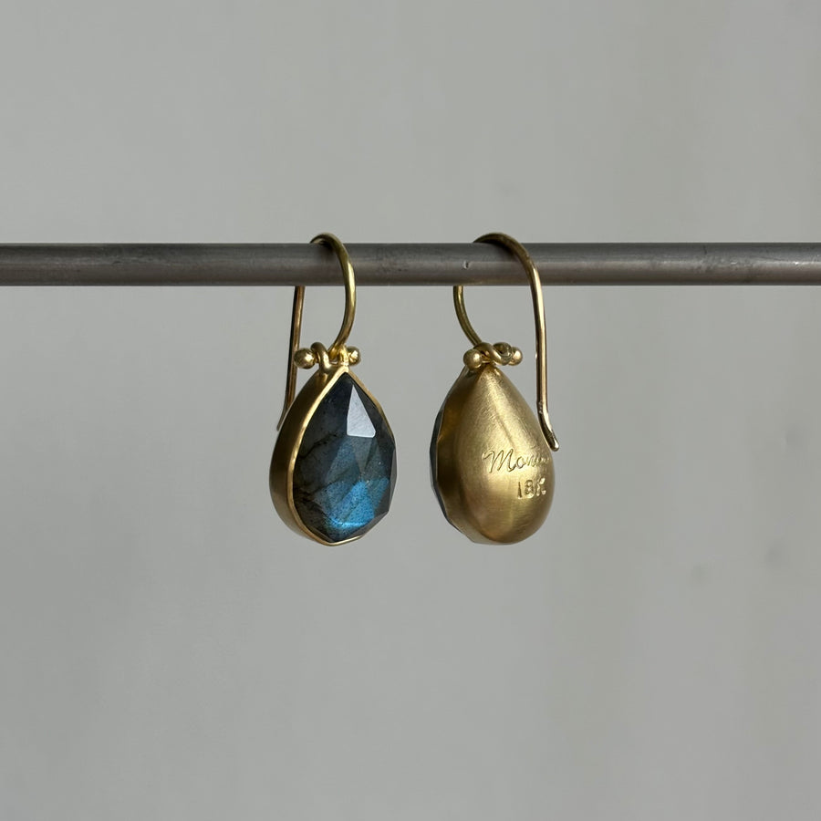 Rose Cut Labradorite Drop Earrings