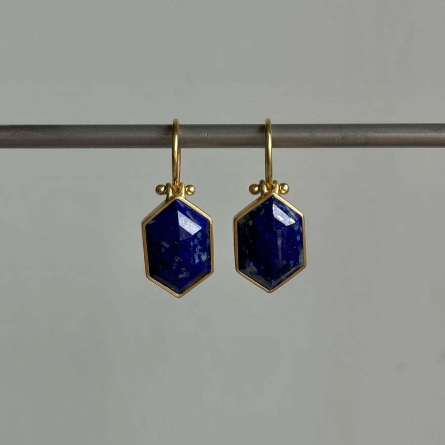 Afghanistan Lapis Hexagon Earrings