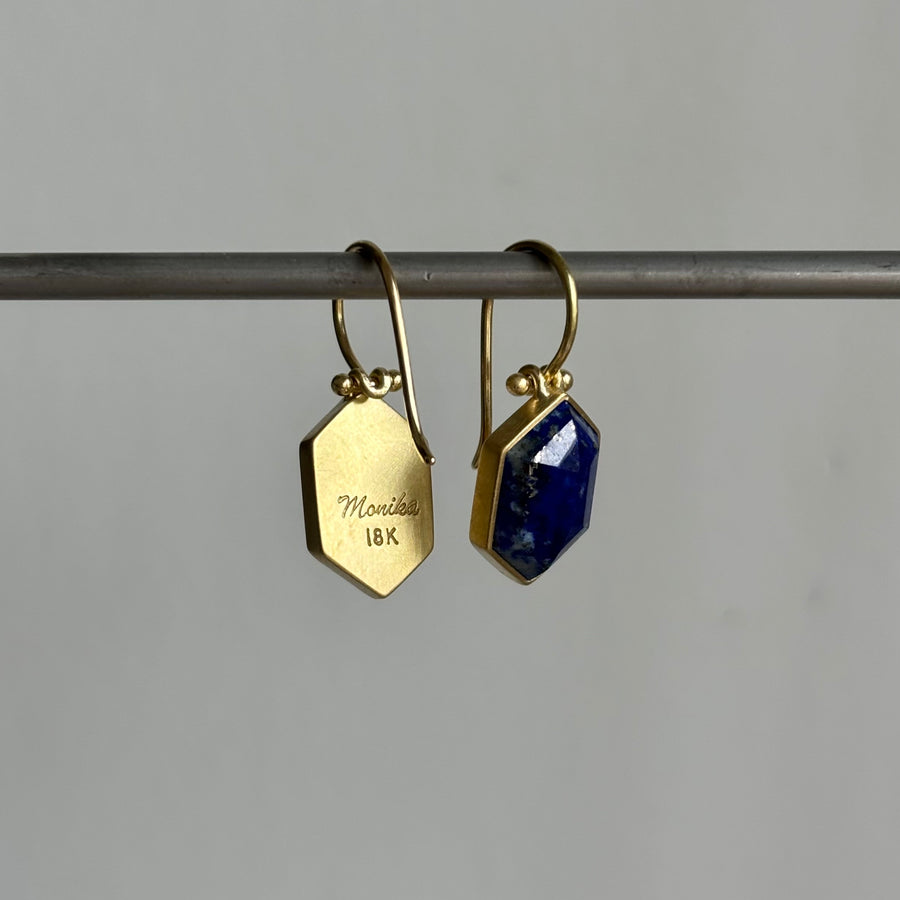 Afghanistan Lapis Hexagon Earrings