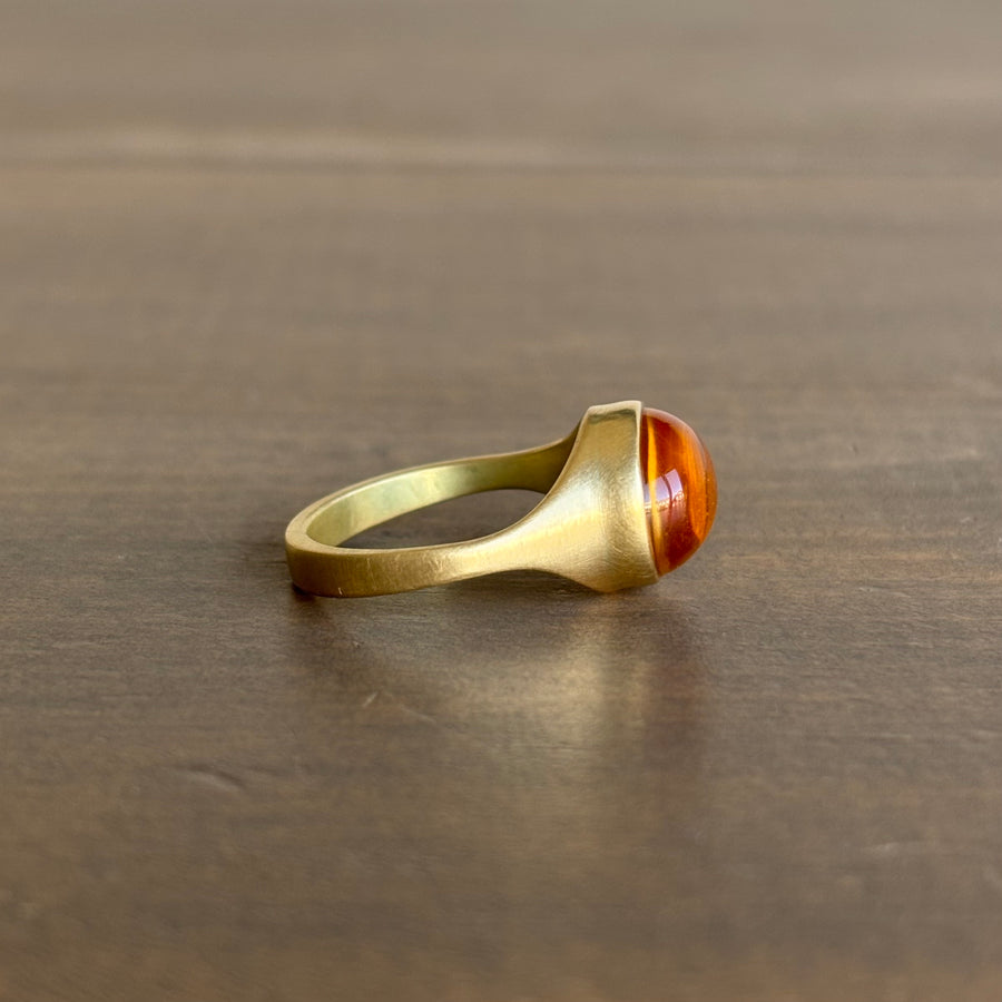 Horizontal Oval Citrine Cabochon Cast Ring