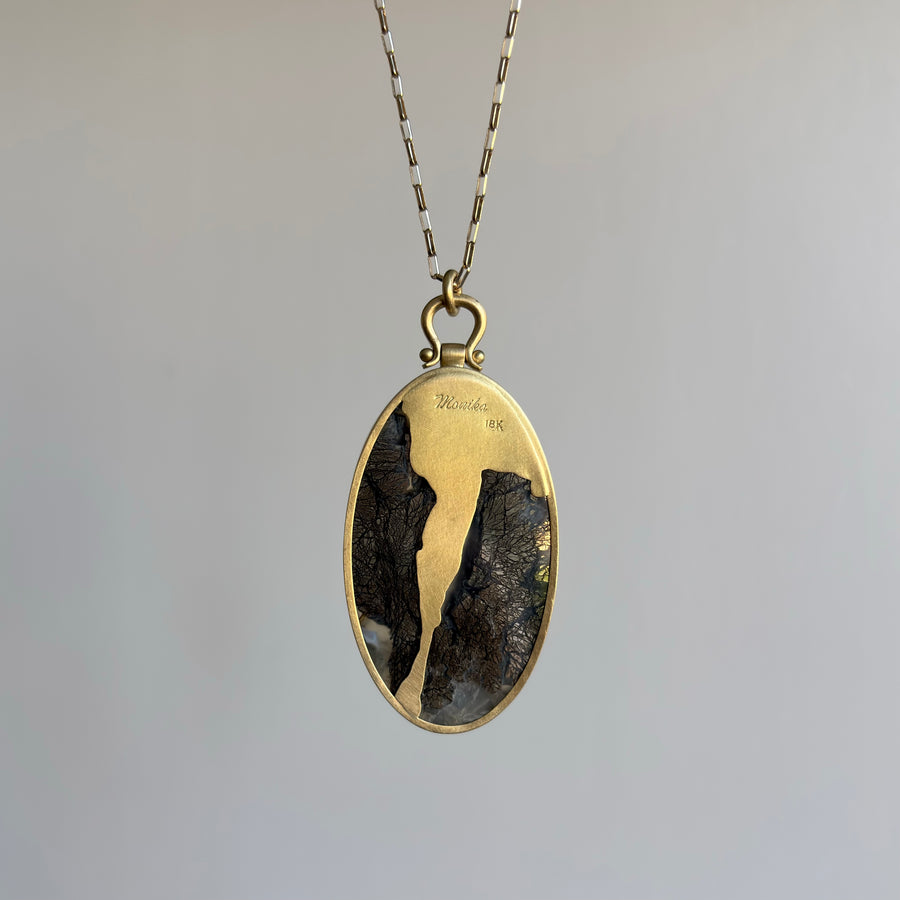 Large Oval Agate with Hematite Pendant