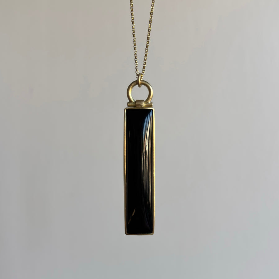 Black Nephrite Jade Elongated Rectangle Pendant