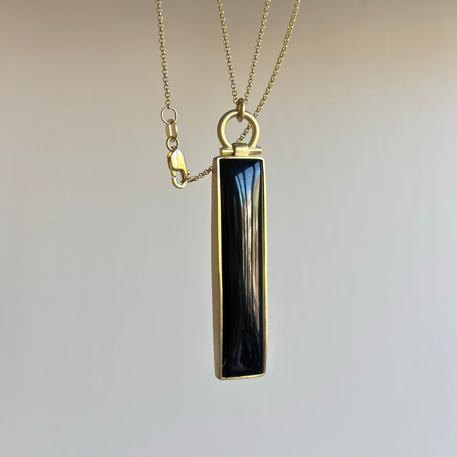 Black Nephrite Jade Elongated Rectangle Pendant