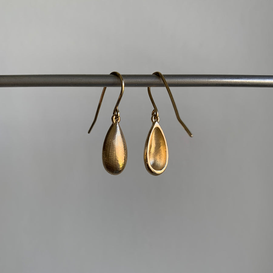 Gold Hewn Teardrop Dangle Earrings