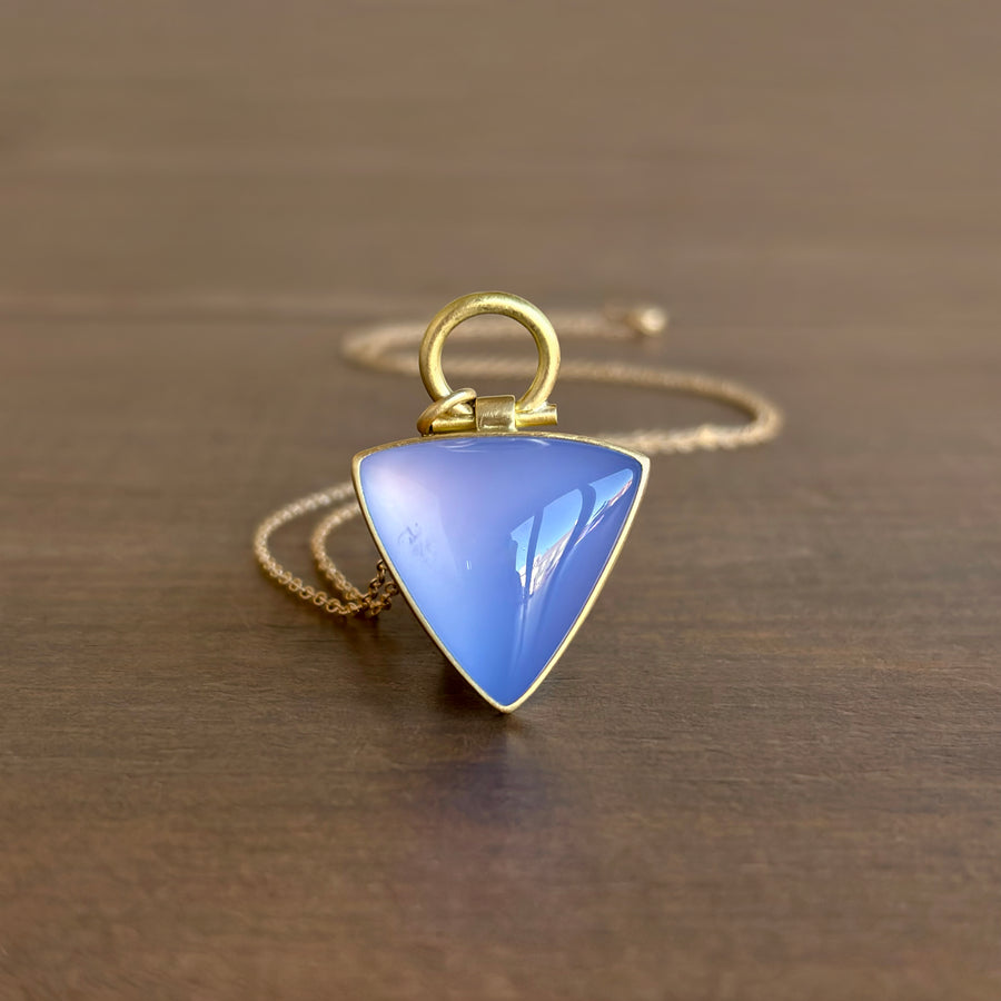 Large Blue Chalcedony Triangle Pendant