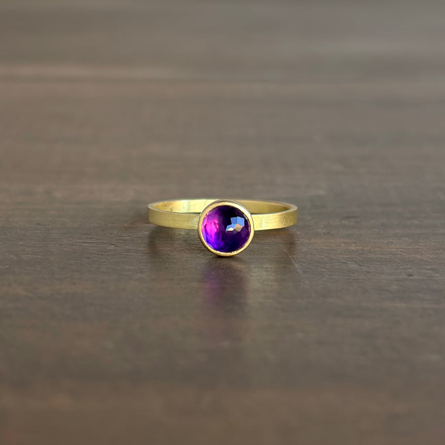 Petite Round Faceted Amethyst Stacking Ring