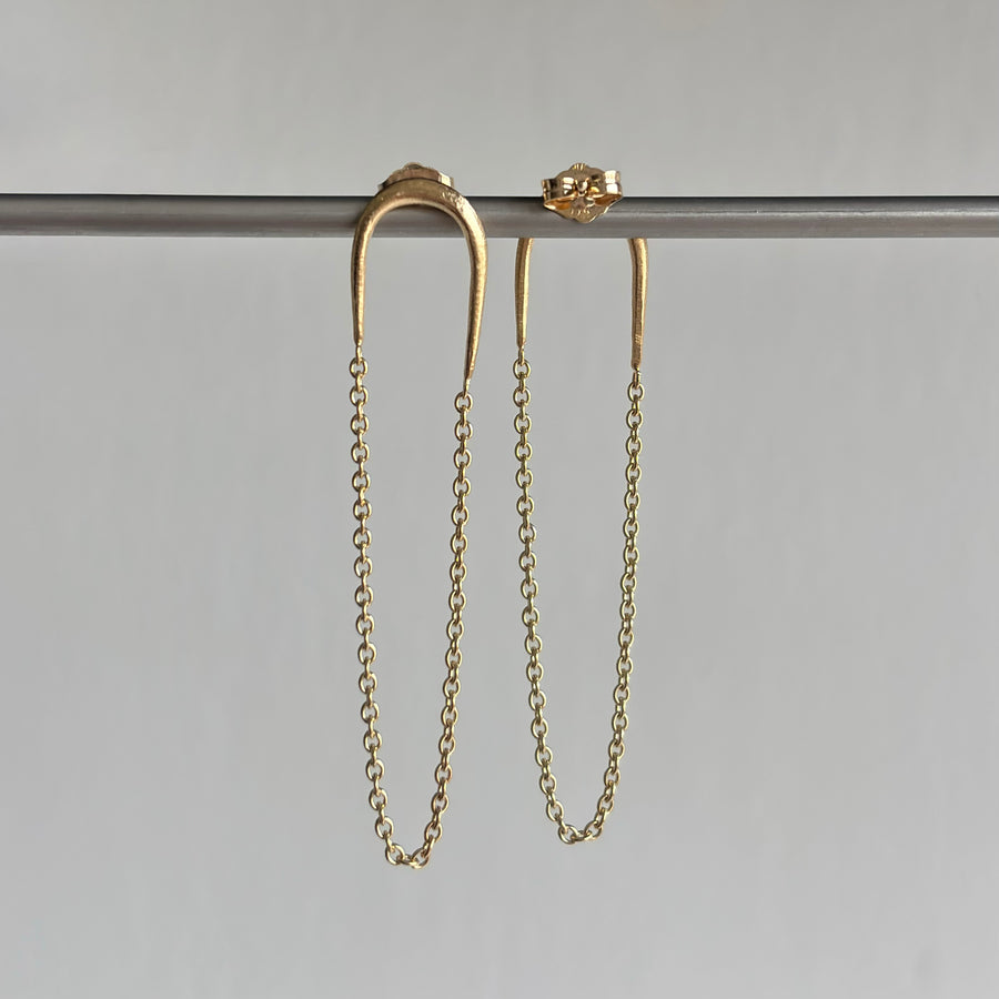 Gold Swinger Dangle Chain Earrings