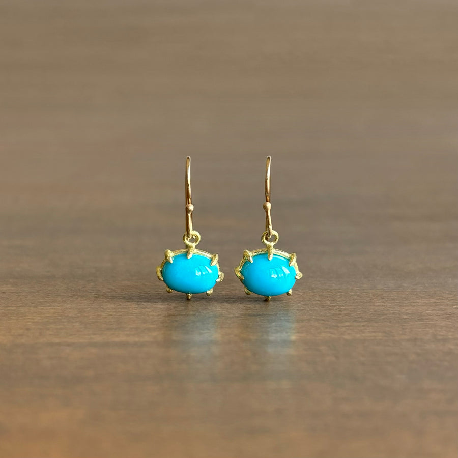 Mini Oval Sleeping Beauty Turquoise Earrings