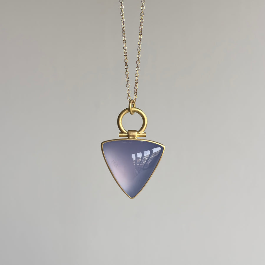 Large Blue Chalcedony Triangle Pendant