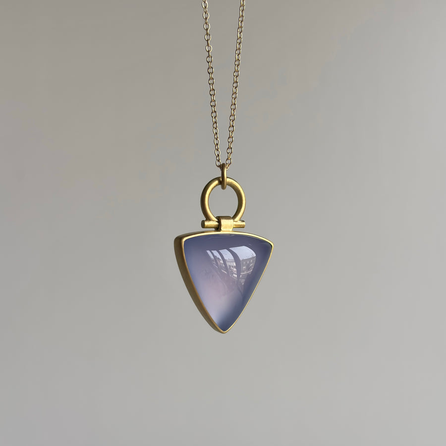 Large Blue Chalcedony Triangle Pendant