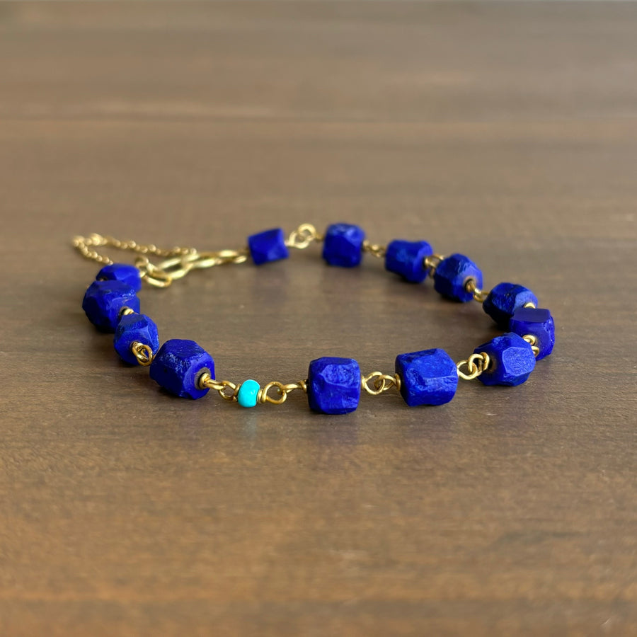 Lapis Bead Wrap Bracelet