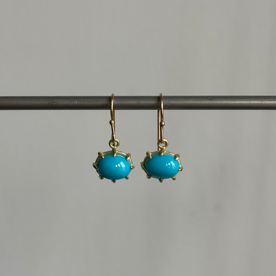 Mini Oval Sleeping Beauty Turquoise Earrings