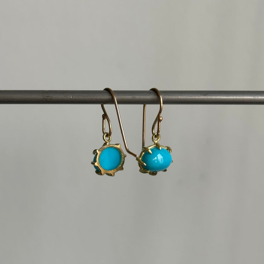 Mini Oval Sleeping Beauty Turquoise Earrings