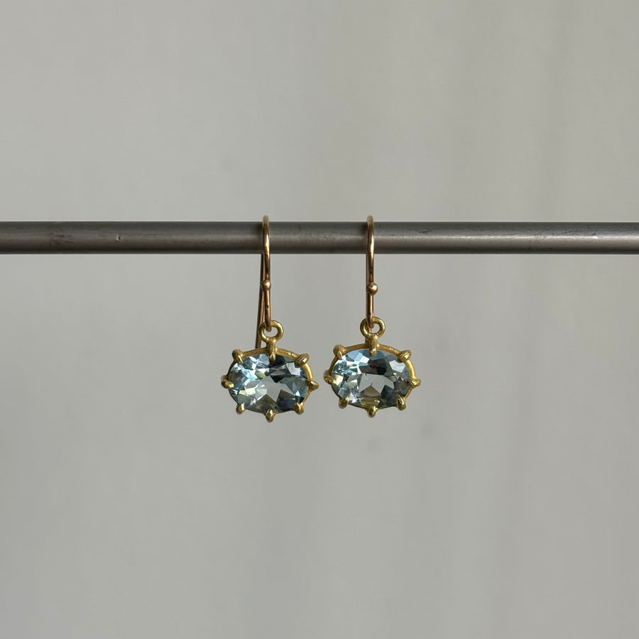 Mini Faceted Oval Aquamarine Earrings