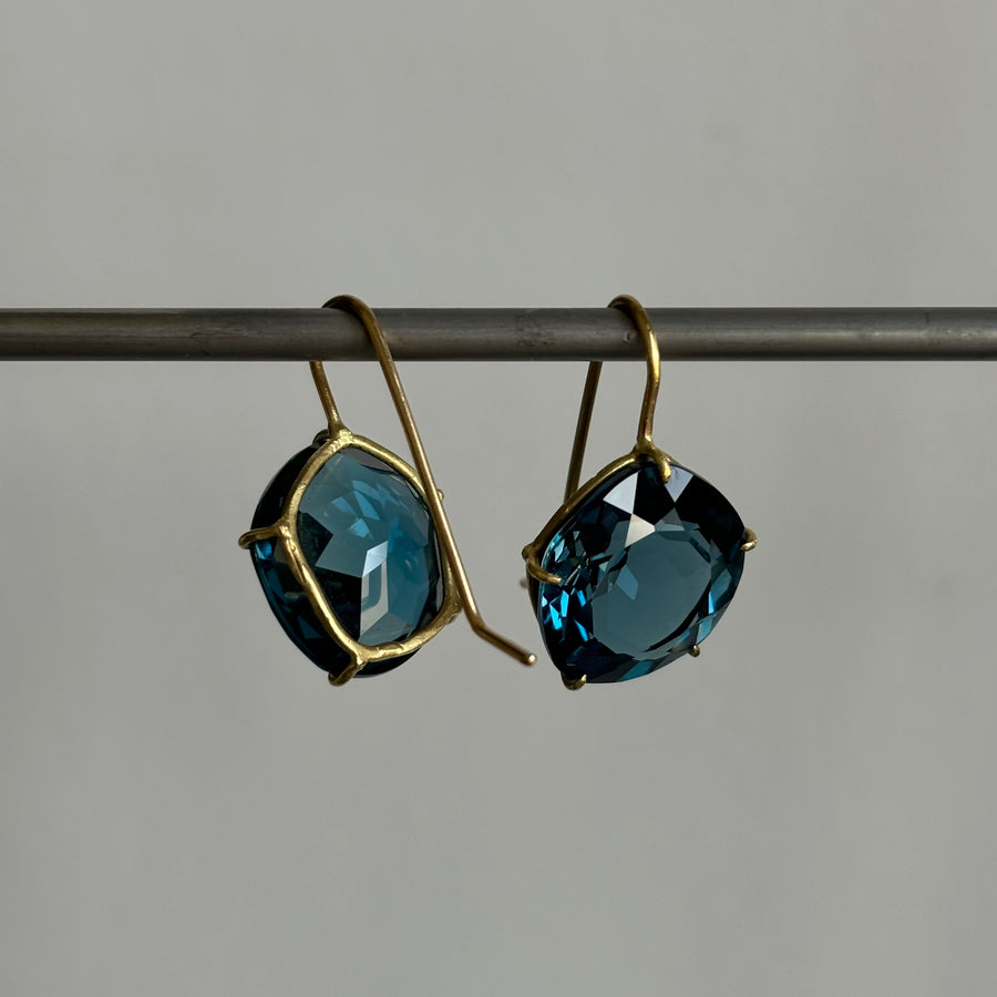 Asymmetrical London Blue Topaz Petal Earrings