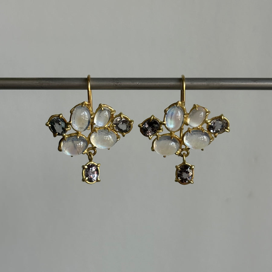 Moonstone & Spinel Spring Earrings