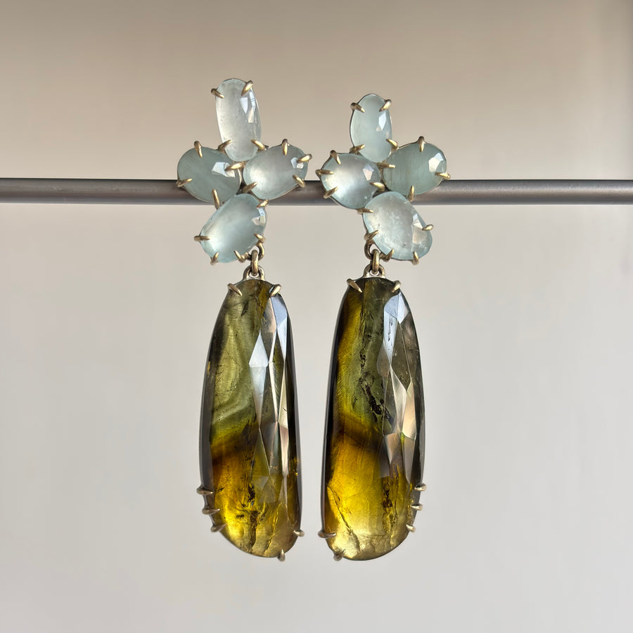 Of Air and Earth Aquamarine & Tourmaline Vanity Earrings