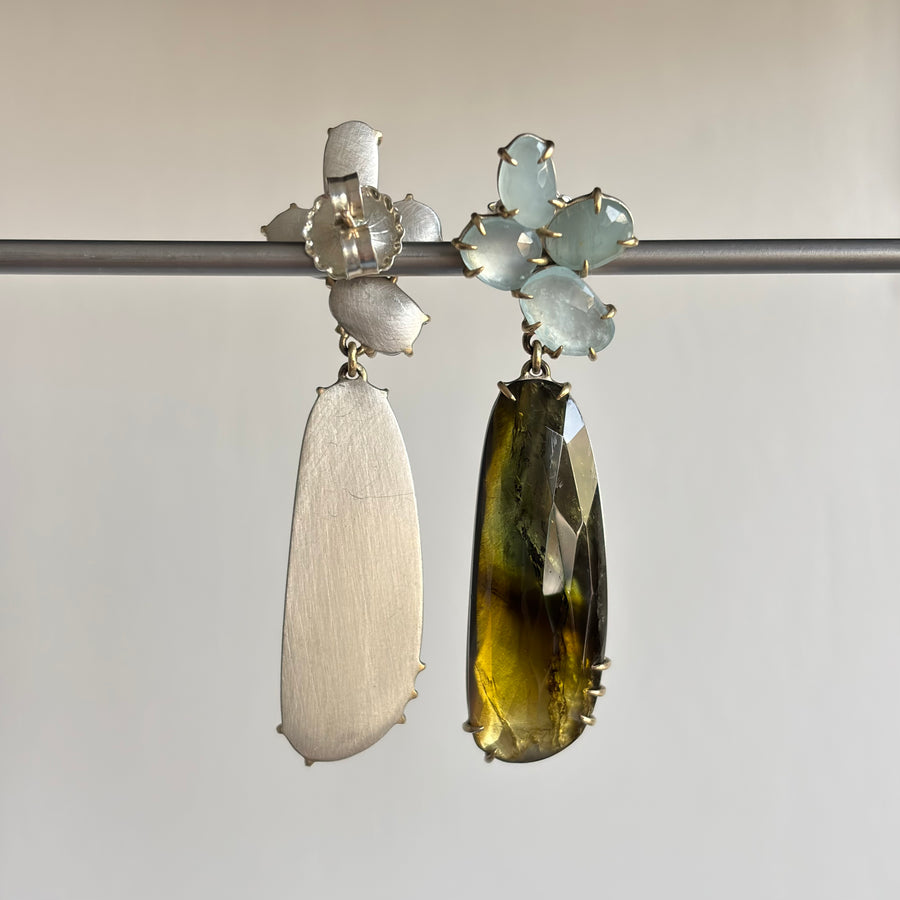 Of Air and Earth Aquamarine & Tourmaline Vanity Earrings