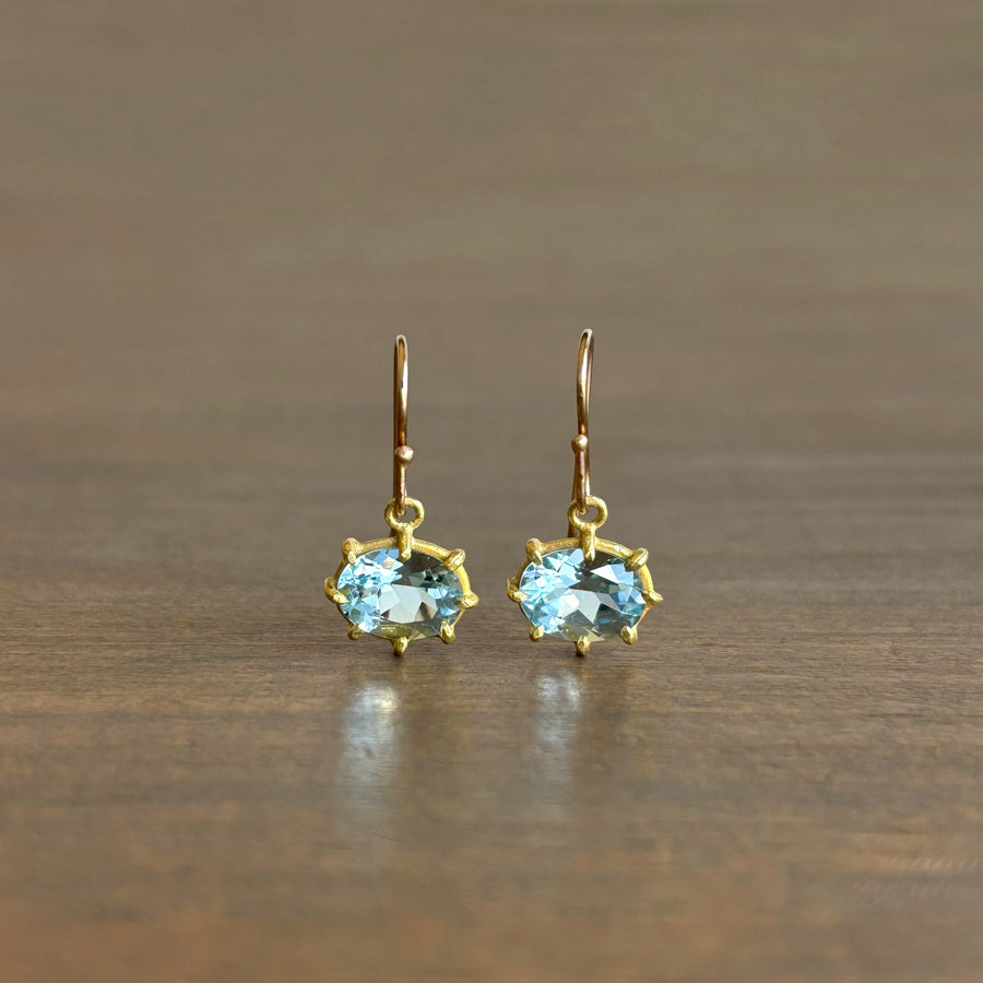 Mini Faceted Oval Aquamarine Earrings