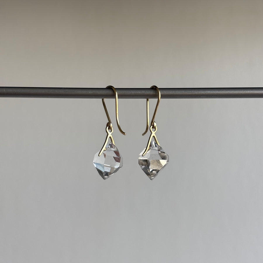 Little Gold Sticks and Stones Herkimer Earrings